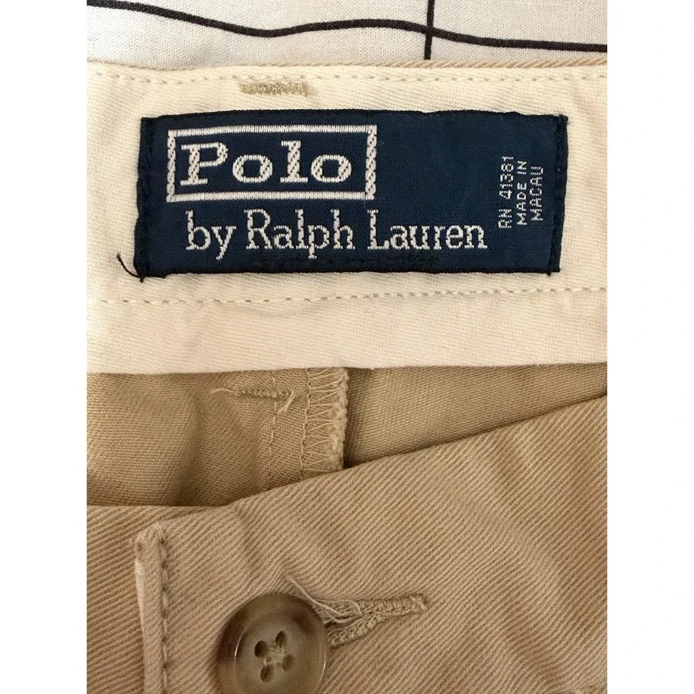 Polo Ralph Lauren Pants Mens Size 35x32 Khaki Chino Casual Cotton Preppy Trouser